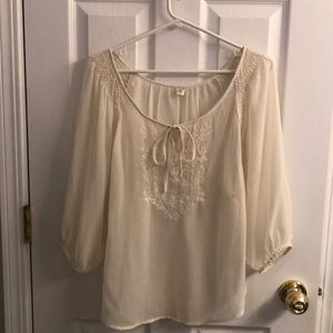 Crepe with flower patterns see thru over shirt